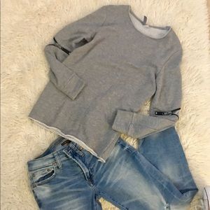 H&M Grey Crewneck Sweater With Zippers